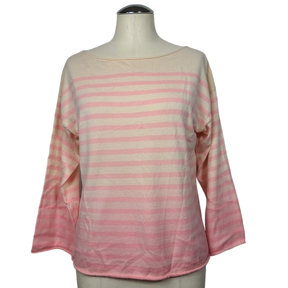J. Crew Dip Dye Striped Champagne Pink Jasmine Cotton Sweater S